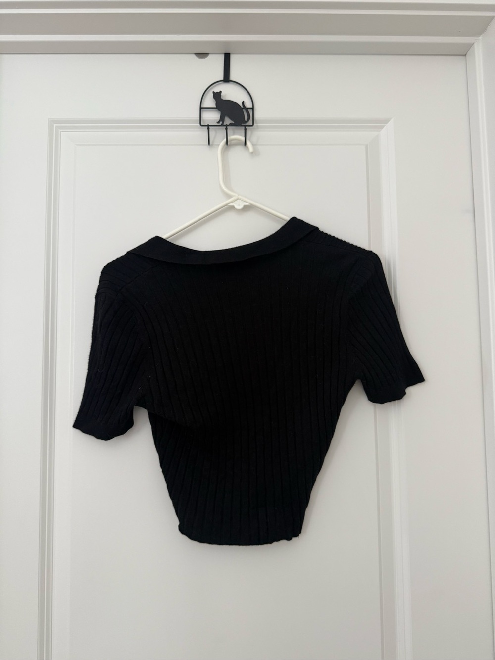 Glassons Black Ribbed Short-Sleeve Knit Top
